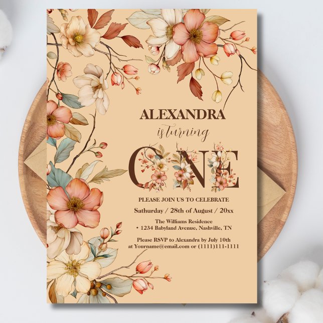 Magical Floral 1st Birthday Party Invitation (Creator Uploaded)