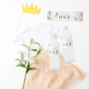 Magical Floral Fairy 1st Birthday Party Water Bottle Label