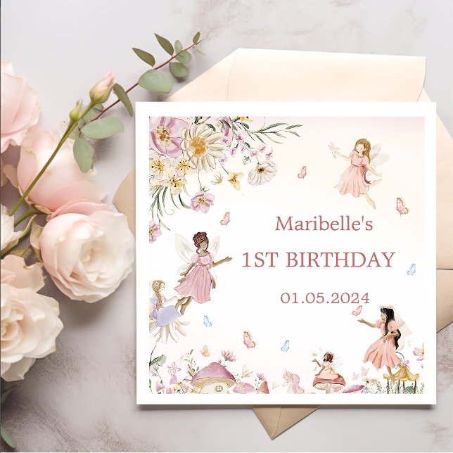 Magical Floral Fairy Birthday Napkins (Creator Uploaded)