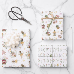 Magical Floral Fairy Princess Birthday Party Wrapping Paper Sheet