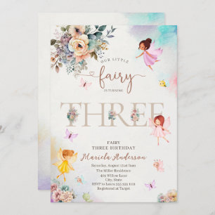 Magical Floral Fairy Princess is turning three wa Invitation