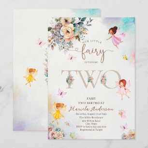 Magical Floral Fairy Princess is turning two  wate Invitation