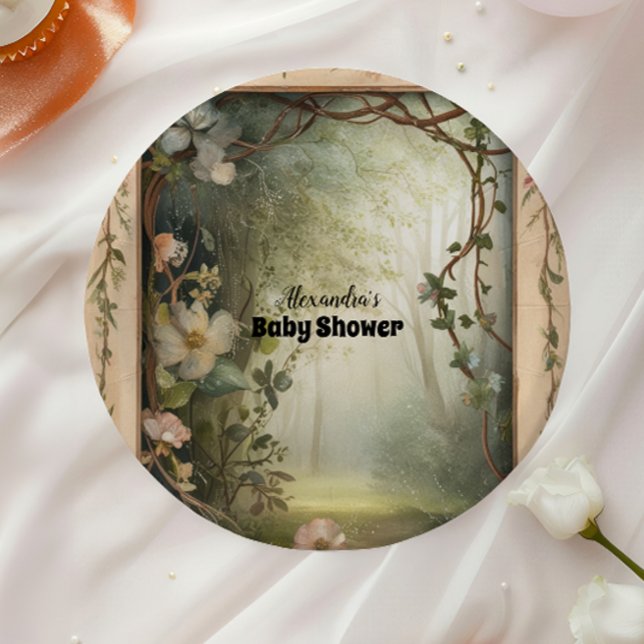Magical Floral Forest Baby Shower Paper Plate (Creator Uploaded)