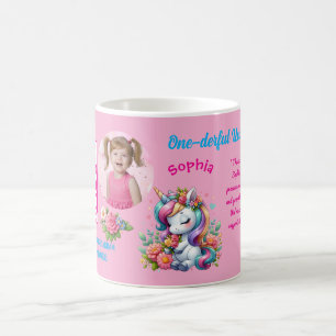 Magical Floral Unicon Kids Birthday Barcode Favor Coffee Mug