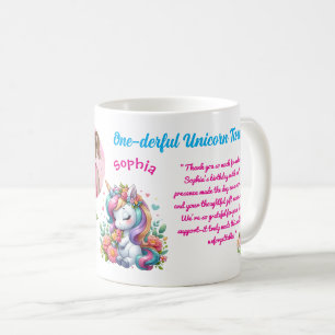 Magical Floral Unicon Kids Birthday Barcode Favour Coffee Mug