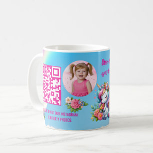 Magical Floral Unicon Kids Birthday Barcode Favour Coffee Mug