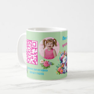Magical Floral Unicon Kids Birthday Barcode Favour Coffee Mug
