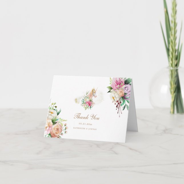 magical floral unicorn thank you card (Front)