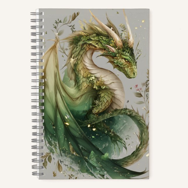 Magical Floral Vine Green Dragon Journal (Front)