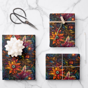 Magical Flowers & Leaves Wrapping Paper Sheet