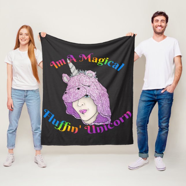 Magical Fluffin Unicorn Fleece Blanket, Medium Blanket (In Situ)