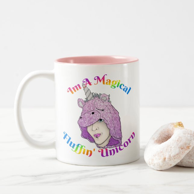Magical Fluffin Unicorn Two-Tone Mug (With Donut)
