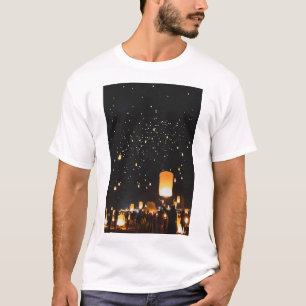 Magical Flying Sky Lanterns Night Festival Photogr T-Shirt