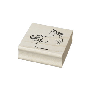 Magical Flying Unicorn Horse Personalise Name Rubber Stamp