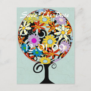Magical Forest Circle of Love Flower Tree Wedding Announcement Postcard