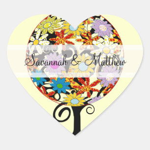 Magical Forest Circle of Love Flower Tree Wedding Heart Sticker