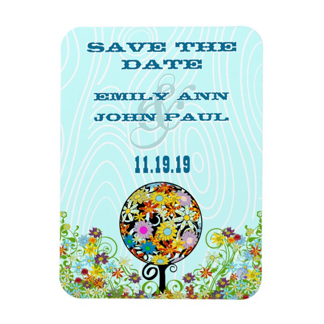 Magical Forest Circle of Love Flower Tree Wedding Magnet (Vertical)