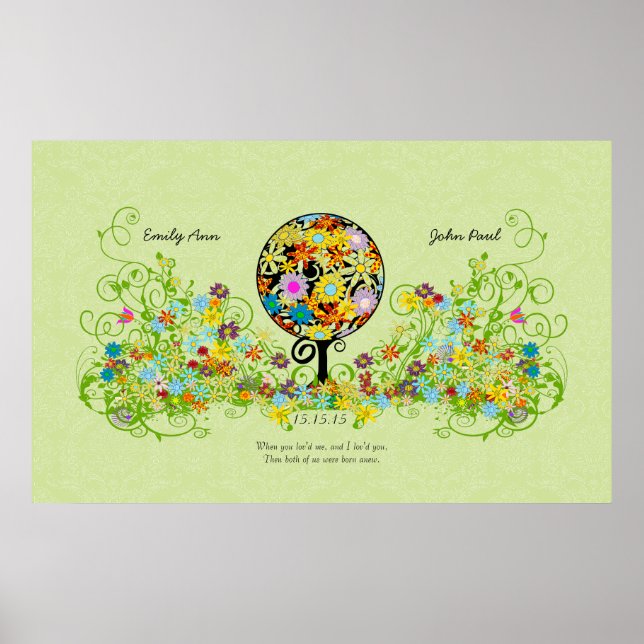 Magical Forest Circle of Love Flower Tree Wedding Poster (Front)