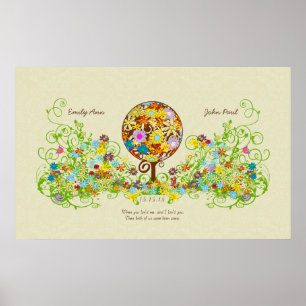 Magical Forest Circle of Love Flower Tree Wedding Poster
