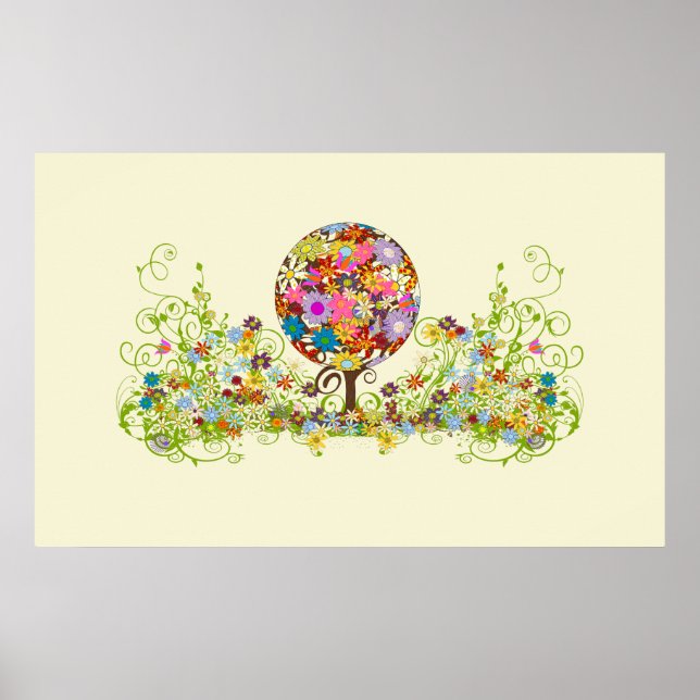 Magical Forest Circle of Love Flower Tree Wedding Poster (Front)