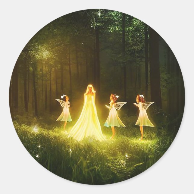 Magical Forest | Elf & Fairies | Fantasy Nature Classic Round Sticker (Front)