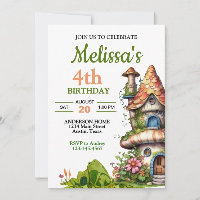 Magical Forest Fairy House Birthday Invitation (Front)