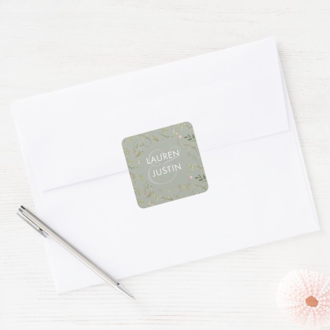 Magical Forest Floral Monogram Wedding Sticker (Envelope)