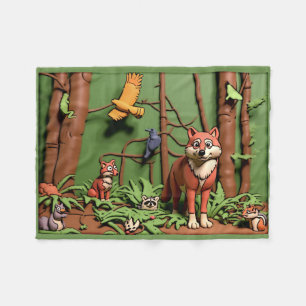 Magical Forest - Forest Animals Fleece Blanket