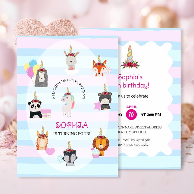 "Magical Forest Friends" Unicorn Birthday Invitation (Creator Uploaded)