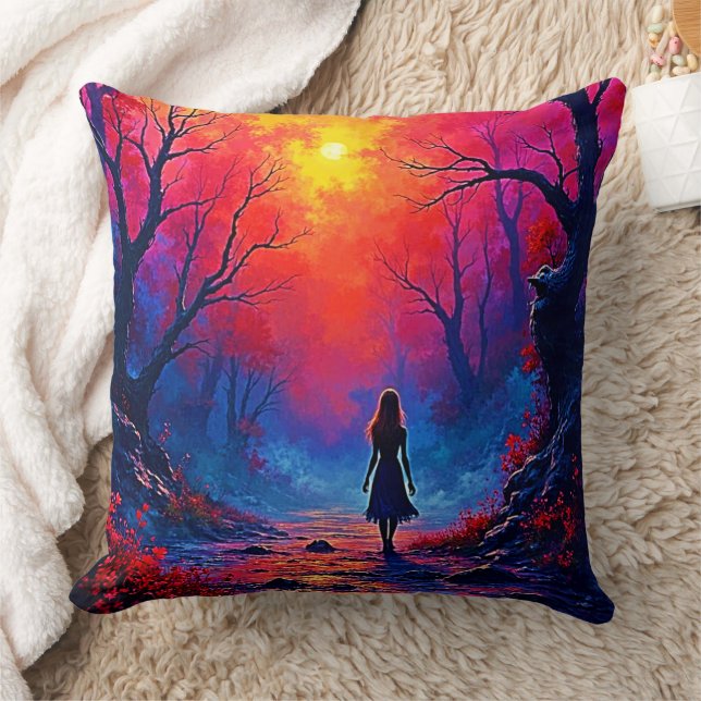Magical Forest Girl's Solitude Design Cushion (Blanket)