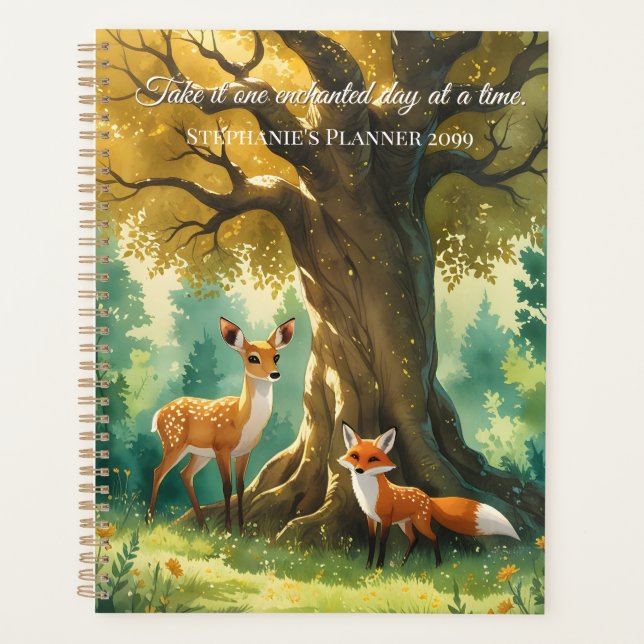Magical Forest Golden Tree Deer Fox  Planner (Front)