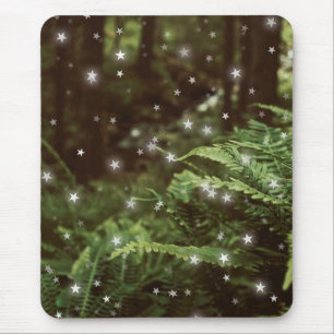 Magical forest green ferns star light   mouse pad