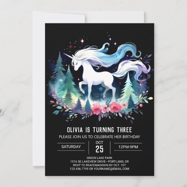 Magical Forest Horse Birthday Invitation (Front)