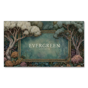 Magical Forest Ornate Gold Frame Teal Fantasy Magnetic Business Card
