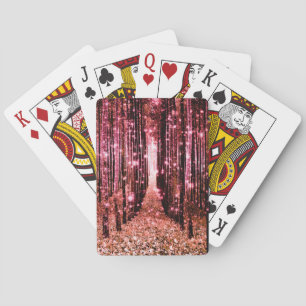 Magical Forest Path Pink Peach Playing Cards