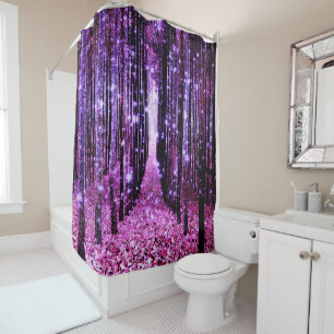 Magical Forest Path Purple Pink Shower Curtain