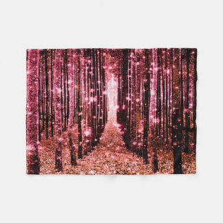 Magical Forest Peach Pink Fleece Blanket