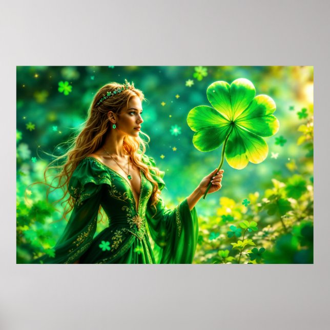 Magical forest St Patrick day nature fairy art Poster (Front)