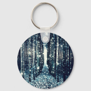 Magical Forest Teal Grey Elegance Key Ring