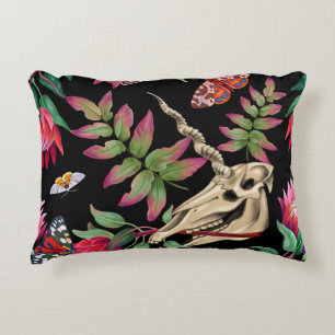 Magical Forest Unicorn Dark Pattern. Decorative Cushion