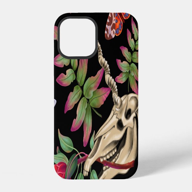 Magical Forest Unicorn Dark Pattern. iPhone Case (Back)