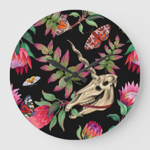 Magical Forest Unicorn Dark Pattern. Large Clock