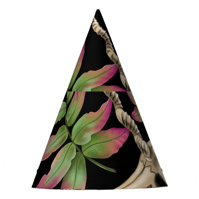 Magical Forest Unicorn Dark Pattern. Party Hat (Front)