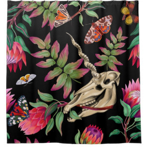 Magical Forest Unicorn Dark Pattern. Shower Curtain