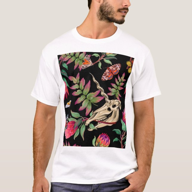 Magical Forest Unicorn Dark Pattern. T-Shirt (Front)