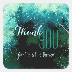 Magical Forest Wedding Thank You Square Sticker