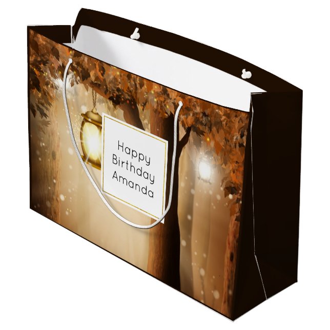 Magical Forest with Fairy Lights Birthday Large Gift Bag (Back Angled)