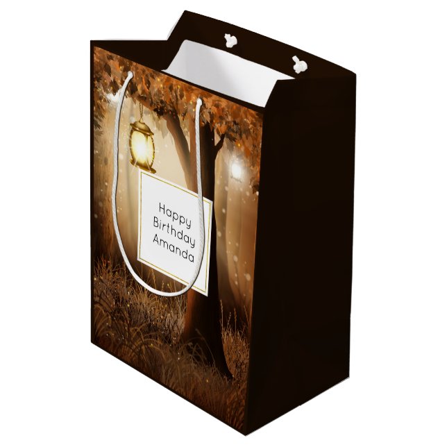 Magical Forest with Fairy Lights Birthday Medium Gift Bag (Back Angled)