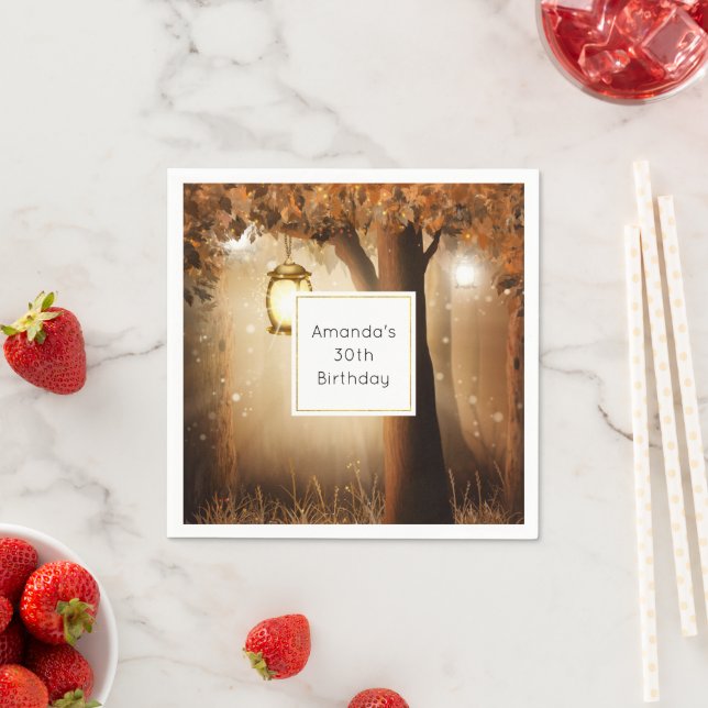 Magical Forest with Fairy Lights Birthday Napkin (Insitu)