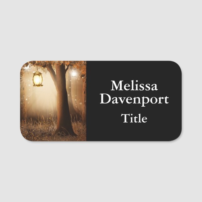 Magical Forest with Fairy Lights Name Tag (Front)
